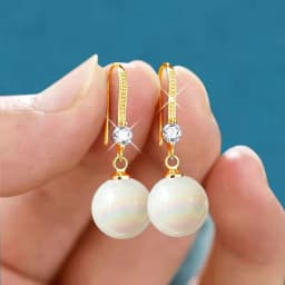 Exquisite Fashion Silver Color Water Imitation Pearls Drop Earrings for Women Shiny Red Green Round Earings Jewelry Gift 2025