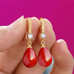 Exquisite Fashion Silver Color Water Imitation Pearls Drop Earrings for Women Shiny Red Green Round Earings Jewelry Gift 2025