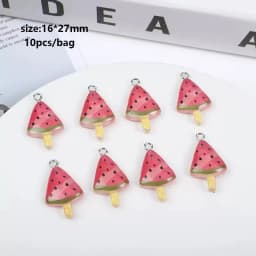 10pcs Random Simulation Cartoon Cute Colorful Fruits Lollipops Animals Drinks Charms DIY Handmade Jewelry For Earring Necklace