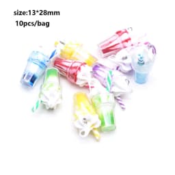 10pcs Random Simulation Cartoon Cute Colorful Fruits Lollipops Animals Drinks Charms DIY Handmade Jewelry For Earring Necklace