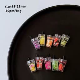 10pcs Random Simulation Cartoon Cute Colorful Fruits Lollipops Animals Drinks Charms DIY Handmade Jewelry For Earring Necklace