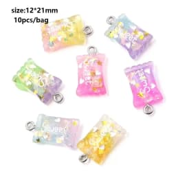 10pcs Random Simulation Cartoon Cute Colorful Fruits Lollipops Animals Drinks Charms DIY Handmade Jewelry For Earring Necklace
