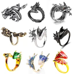 Jisensp Gothic Punk Dragon Ring Men Retro Viking Animal Adjustable Finger Rings for Women Personality Magical Cool Jewelry Gifts