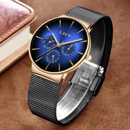 New LIGE Fashion Mens Watches Top Brand Luxury Quartz Watch Men Mesh Steel Waterproof Ultra-thin Wristwatch For Men Sport Clock