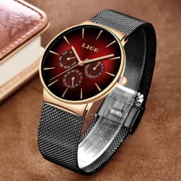 New LIGE Fashion Mens Watches Top Brand Luxury Quartz Watch Men Mesh Steel Waterproof Ultra-thin Wristwatch For Men Sport Clock
