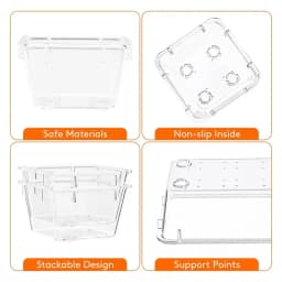 10-Piece Versatile Drawer Organizer Set - Clear Plastic Trays and Dividers in 4 Sizes for Perfect Makeup and Kitchen Storage