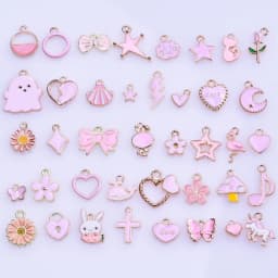 Bedeltjes Oil Drop Bowknot Heart Metal Charms For Jewelry Making Supplies Charms Wholesale Bulk 10/20/30/40pcs/Lot DIY Materials
