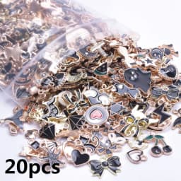Bedeltjes Oil Drop Bowknot Heart Metal Charms For Jewelry Making Supplies Charms Wholesale Bulk 10/20/30/40pcs/Lot DIY Materials
