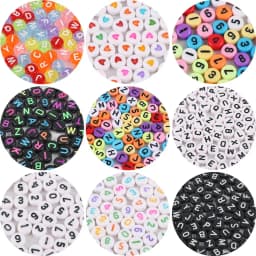 7mm Black White Mixed Letter Acrylic Beads Round Flat Alphabet Spacer Beads For Jewelry Making Handmade Diy Bracelet Necklace
