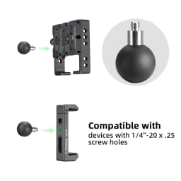 FANAUE Ball Head Adapter for Ram Mount with 1/4'-20 Threaded Post and Stainless Steel B Size1' Ball & 17mm Ball Bicycle Cradle