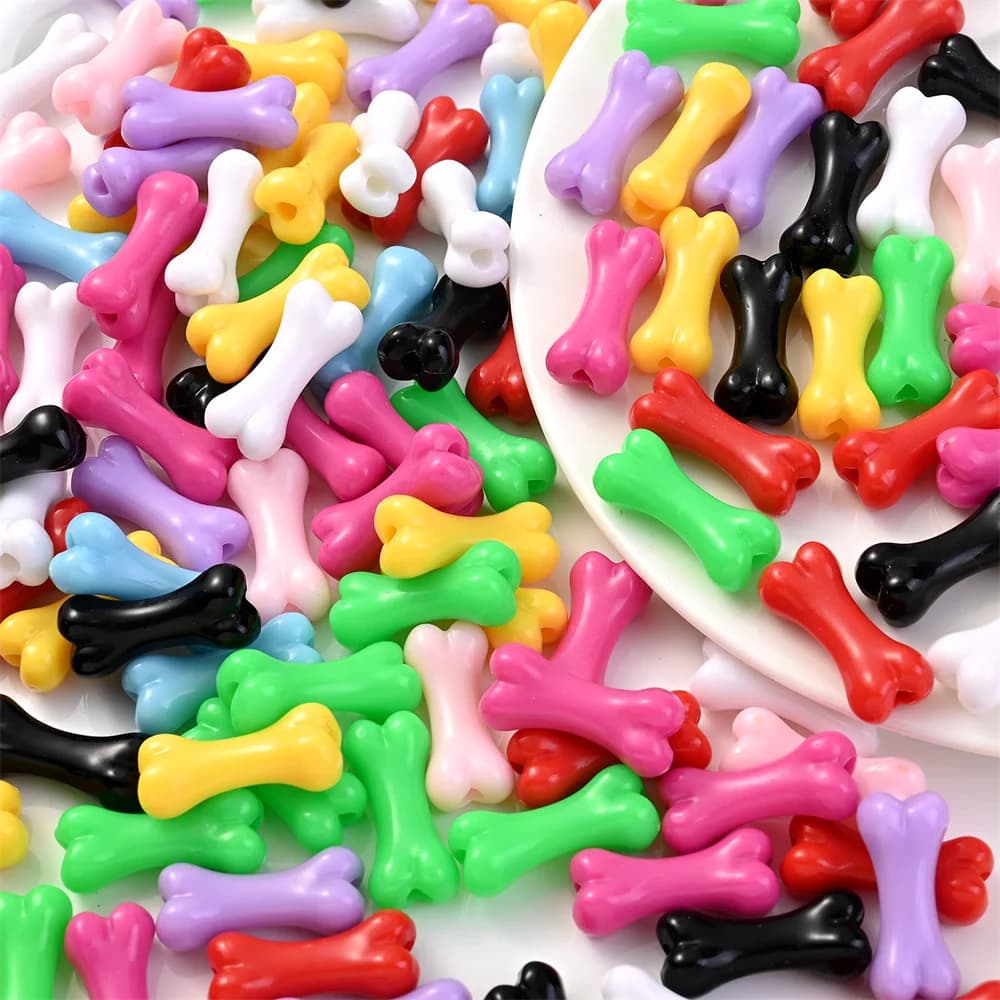 50pcs Colorful Acrylic Bone Shape Beads Small Waist Bone Bead DIY Bracelet Necklace Jewelry Making Supplies