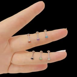 ASTM F136 Titanium PIERC Circular Ear Lip Studs with Natural Stone Top Labret Tongue Nose Stud Earrings Body Piercing Jewelry