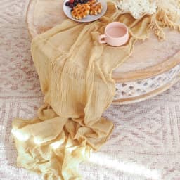 Semi-Sheer Sky Blue Gauze Wedding Table Runner Cheesecloth Table Setting Dining Vintage Party Christmas Banquets Arches Decor