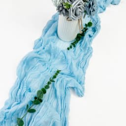 Semi-Sheer Sky Blue Gauze Wedding Table Runner Cheesecloth Table Setting Dining Vintage Party Christmas Banquets Arches Decor