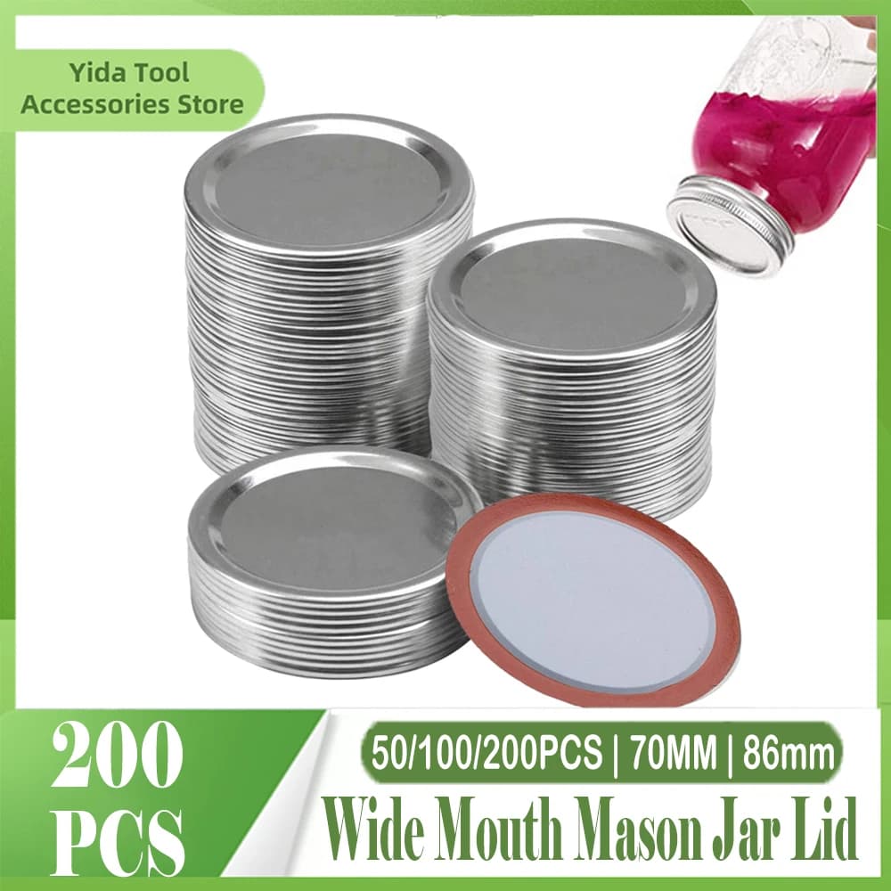 50/200PCS Mason Jar Lids Regular 70/86mm Wide Mouth Canning Lids Reusable Metal Canning Jar Leak-proof Split-Type Canning Caps