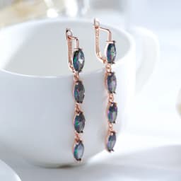 Kinel Hot Geometric Colorful Natural Zircon Long Dangle Earrings for Women Accessories 585 Rose Gold Color Daily Fine Jewelry