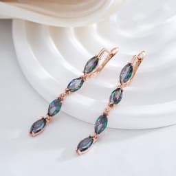 Kinel Hot Geometric Colorful Natural Zircon Long Dangle Earrings for Women Accessories 585 Rose Gold Color Daily Fine Jewelry