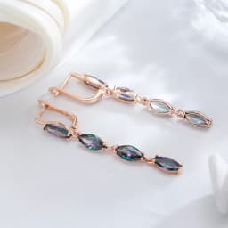 Kinel Hot Geometric Colorful Natural Zircon Long Dangle Earrings for Women Accessories 585 Rose Gold Color Daily Fine Jewelry