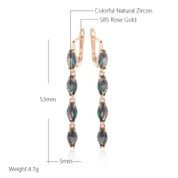 Kinel Hot Geometric Colorful Natural Zircon Long Dangle Earrings for Women Accessories 585 Rose Gold Color Daily Fine Jewelry