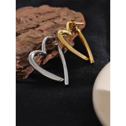 Yhpup Removable Minimalist Stainless Steel Heart Love Hollow Hoop Earrings Anti Allergic Fashion Gold Color Jewelry Bijoux