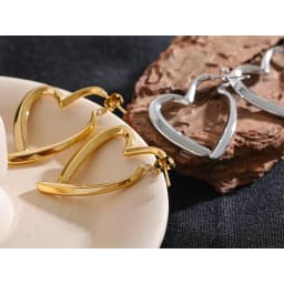 Yhpup Removable Minimalist Stainless Steel Heart Love Hollow Hoop Earrings Anti Allergic Fashion Gold Color Jewelry Bijoux