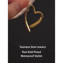 Yhpup Removable Minimalist Stainless Steel Heart Love Hollow Hoop Earrings Anti Allergic Fashion Gold Color Jewelry Bijoux