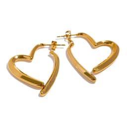 Yhpup Removable Minimalist Stainless Steel Heart Love Hollow Hoop Earrings Anti Allergic Fashion Gold Color Jewelry Bijoux