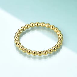 NIBASTAR Beads Water Ripple Ring For Women Simple Fashion Beaded Rings Stainless Steel Mini Jewelry Gift