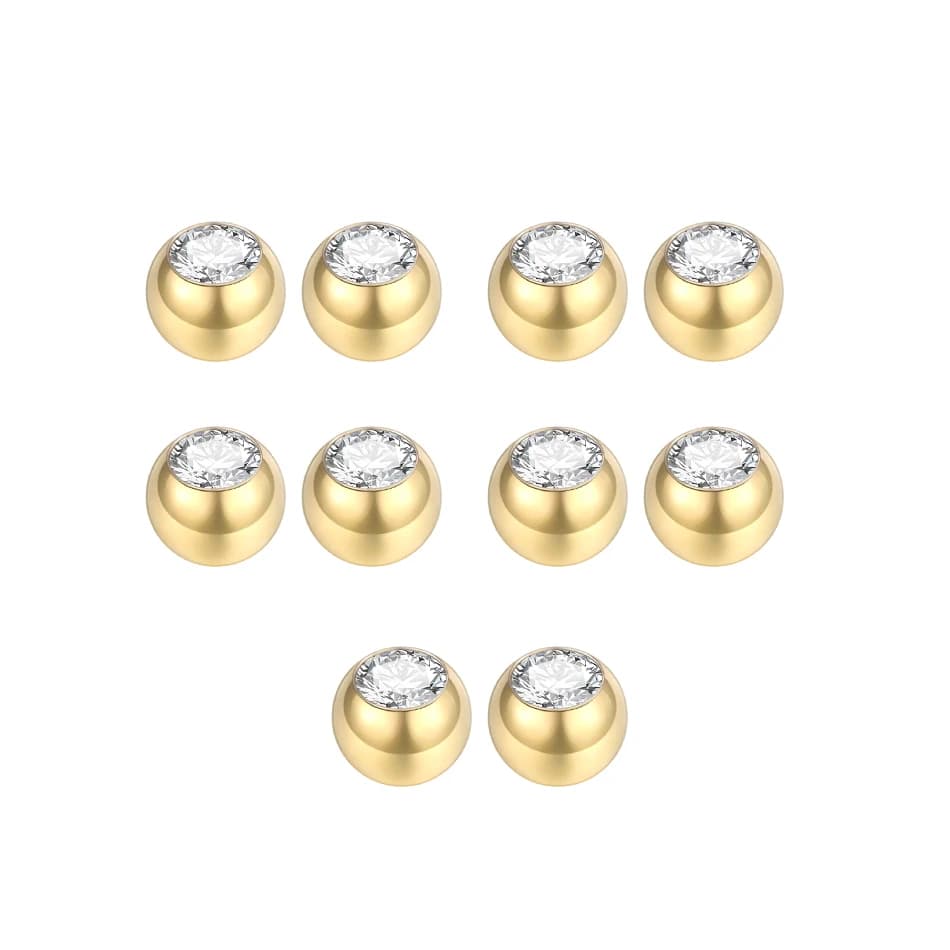 10pcs Stainless Steel Replacement Balls CZ Zircon Labret Tongue Ring Belly Eyebrow Piercing Attachment DIY Body Jewelry