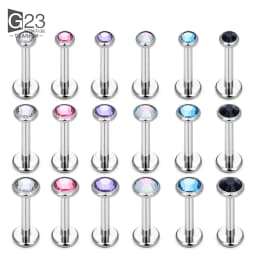 10Pc 20/18/16g G23 Titanium Piercing CZ Lip Labre Earrings Set Lip Stud Ring Tragus Free Spiral Cartilage Piercings Body Jewelry