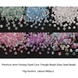 About 840pcs Premium 4mm Fantasy Dyed Core Triangle Beads Glass Seed Beads Loose Beads For DIY Handmade Beaded Jewelry Material