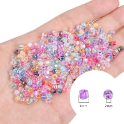 About 840pcs Premium 4mm Fantasy Dyed Core Triangle Beads Glass Seed Beads Loose Beads For DIY Handmade Beaded Jewelry Material