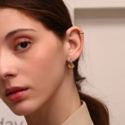 E.B.belle Mini Creative Wrapped C-shaped Earrings Tarnish Free 316L Stainless Steel Jewelry 18K Gold Plated Women's Earrings