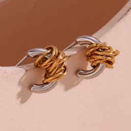 E.B.belle Mini Creative Wrapped C-shaped Earrings Tarnish Free 316L Stainless Steel Jewelry 18K Gold Plated Women's Earrings