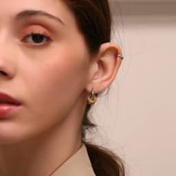 E.B.belle Mini Creative Wrapped C-shaped Earrings Tarnish Free 316L Stainless Steel Jewelry 18K Gold Plated Women's Earrings