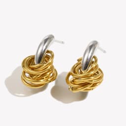 E.B.belle Mini Creative Wrapped C-shaped Earrings Tarnish Free 316L Stainless Steel Jewelry 18K Gold Plated Women's Earrings