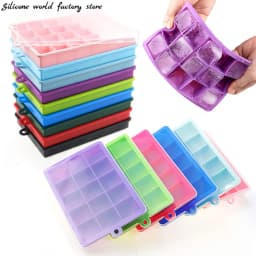 Silicone World Silicone Ice Cube Mold 15/24 Grids Square With Lids Trays Icecream Cold Drinks Whiskey Cocktails Tools Ice Mold
