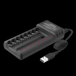 PUJIMAX 8 Slot USB Output Fast Charging Battery Charger Short Circuit Protection Suitable For AA/AAA/Nimh Rechargeable Batteries