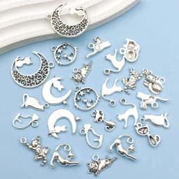 24Pcs Antique Silvery Alloy Pendant Animal Cat Charms Use For Jewelry Making Findings Crafting Accessory For DIY Necklace Bracel