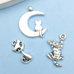 24Pcs Antique Silvery Alloy Pendant Animal Cat Charms Use For Jewelry Making Findings Crafting Accessory For DIY Necklace Bracel