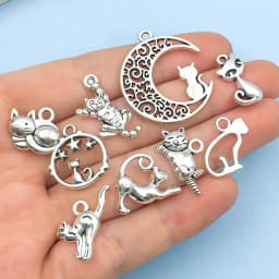 24Pcs Antique Silvery Alloy Pendant Animal Cat Charms Use For Jewelry Making Findings Crafting Accessory For DIY Necklace Bracel