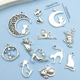 24Pcs Antique Silvery Alloy Pendant Animal Cat Charms Use For Jewelry Making Findings Crafting Accessory For DIY Necklace Bracel