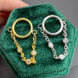 1pc Stainless Steel Simple Septum Piercing Nose Rings Women Hoop Earrings with Chain Gold Color Tragus Rook Ear Piercing Jewelry