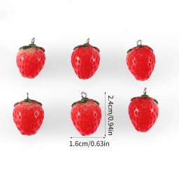 10pcs Resin Imitation Strawberry Shape Charms For DIY Key Chain Necklace Pendants Ornament Jewelry Making Accessories