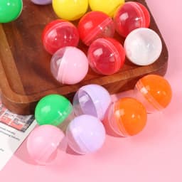 100Pcs Plastic Empty Toy Vending Capsules Half Clear Half Color Round Ball