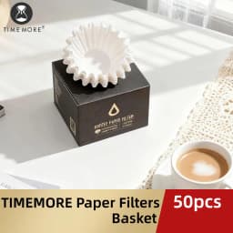 TIMEMORE 1-2Cups Basket Coffee Paper Filter Pour Over Filter Papers 50 Sheets;Fits B75 Coffee Dripper & 1-2 Cups Basket Dripper