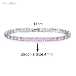 Pink Crystal Tennis Bracelets for Women Female Trend Romantic Shiny Zirconia Adjustable Folding Buckle Chain on Hand Jewelry