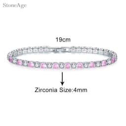 Pink Crystal Tennis Bracelets for Women Female Trend Romantic Shiny Zirconia Adjustable Folding Buckle Chain on Hand Jewelry
