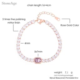 Pink Crystal Tennis Bracelets for Women Female Trend Romantic Shiny Zirconia Adjustable Folding Buckle Chain on Hand Jewelry