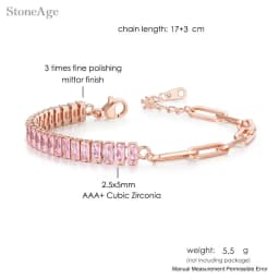 Pink Crystal Tennis Bracelets for Women Female Trend Romantic Shiny Zirconia Adjustable Folding Buckle Chain on Hand Jewelry